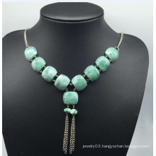 Imitation Jade Sweater Necklace (XJW13752)